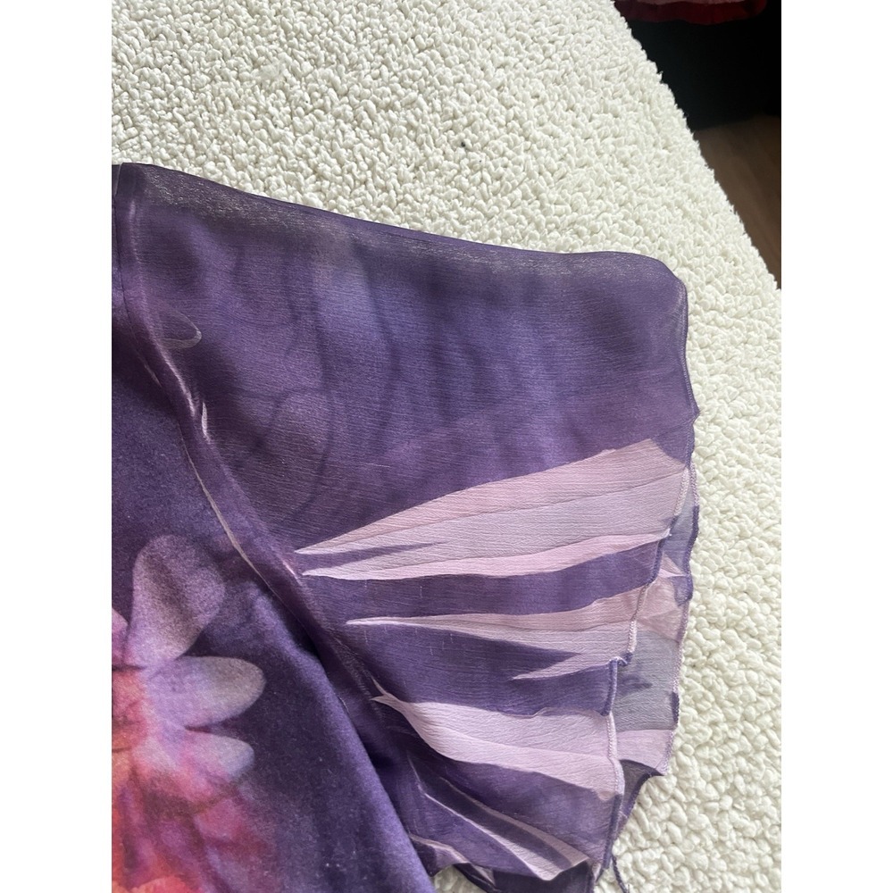 Essentials Plus Size 2X Purple Floral V-Neck Top Glitter Rhinestone Fairycore - Picture 3 of 9